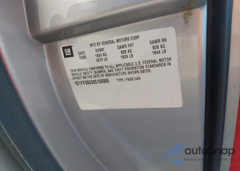 2006 Chevrolet Corvette from USA, damaged, VIN 1G1YY36U365106986